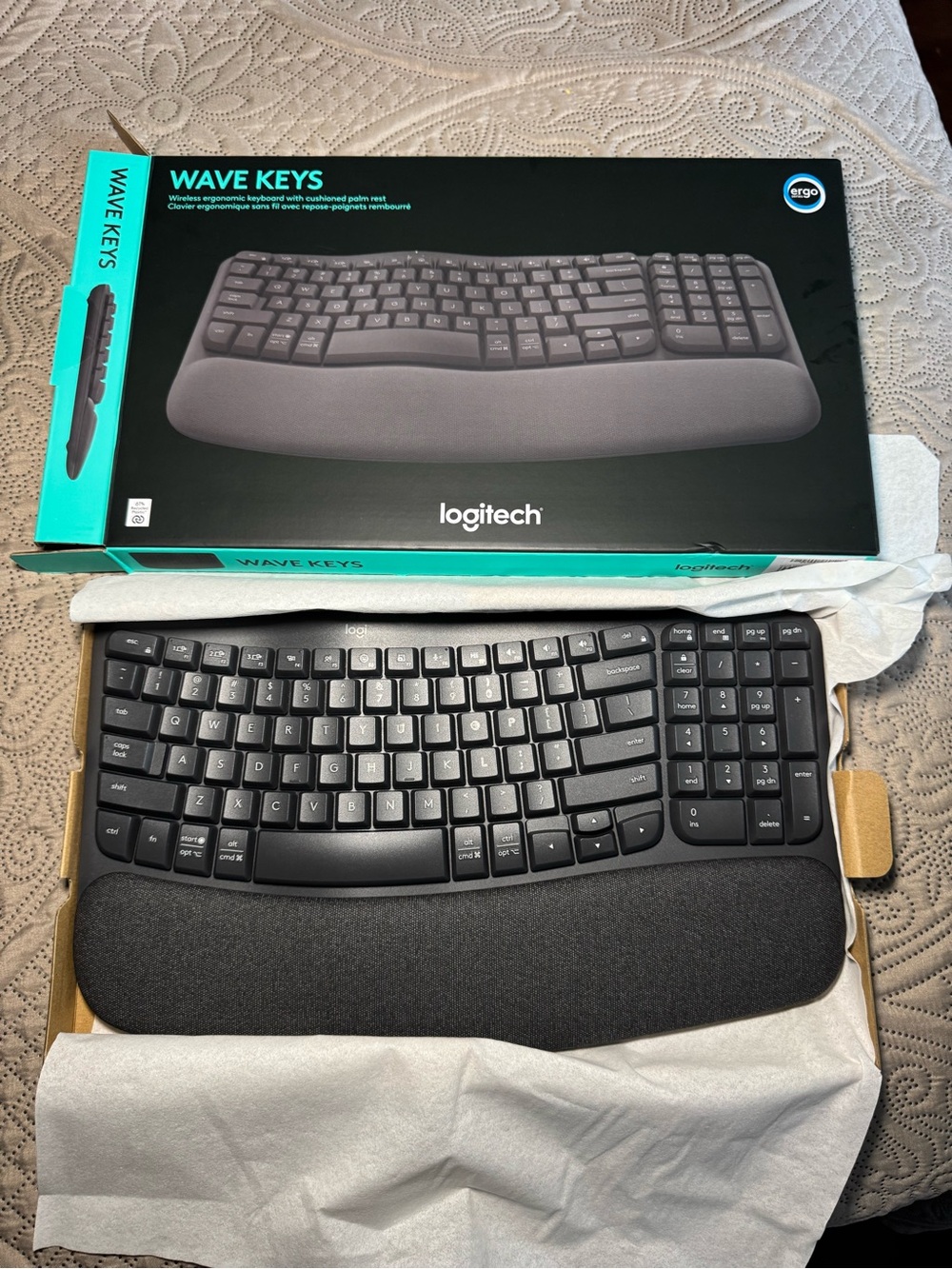 Logitech Wave Keys Ergonomic Wireless Keyboard - Black